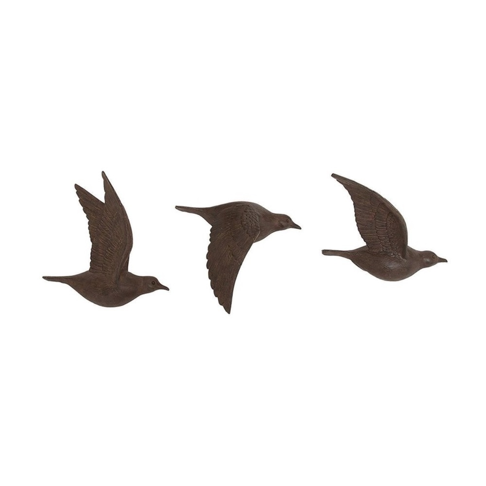 Polystone Bird Home Wall Decor Metallic 3d Sculpted Wall Sculpture, Set Of 3😻